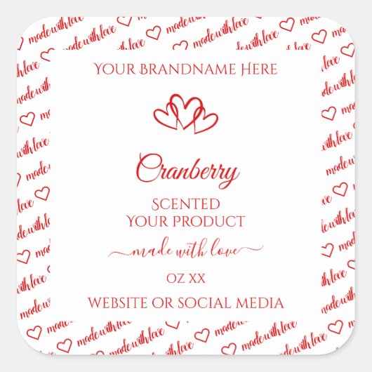 Red White Word Cloud Product Labels bevestigen het (Voorkant)