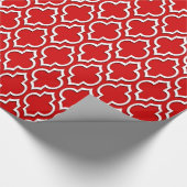 Red White XL Moroccan Quatrefoil #7DS Cadeaupapier (Hoek)