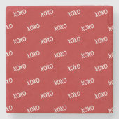 Red White XO Kiss Lips Stenen Onderzetter (Voorkant)