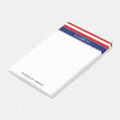 Red Wht Horiz Stripe Navy Blue Name Monogram Post-it® Notes (Schuin)