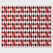 Red Whton Black Harlequin Red Quatrefoil 3 Monogra Cadeaupapier (Vlak)