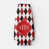 Red Whton Black Harlequin Red Quatrefoil 3 Monogra Flesjeskoeler (Voorkant)