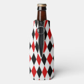 Red Whton Black Harlequin Red Quatrefoil 3 Monogra Flesjeskoeler (Fles Achterkant)