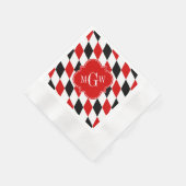 Red Whton Black Harlequin Red Quatrefoil 3 Monogra Servetten (Hoek)