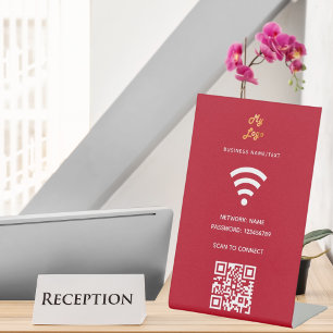 Red Wifi Business logo qr code scan om verbinding  Reclamebord Met Voetstuk