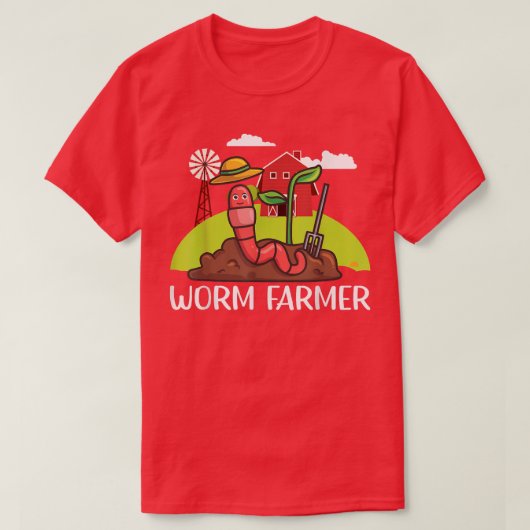 Red Wiggler Worm Composting Fun, Farmer  T-shirt (Design voorkant)