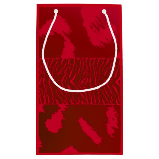 Red Wild Animal Pattern Klein Cadeauzakje (Achterkant)