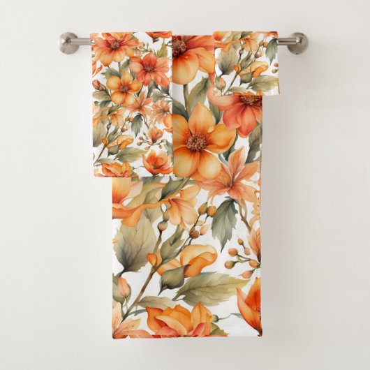 Red Wild Flowers Waterverf Kunst Bad Handdoek (Insitu)