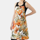 Red Wild Flowers Waterverf Kunst Schort (Insitu)