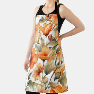 Red Wild Flowers Waterverf Kunst Schort