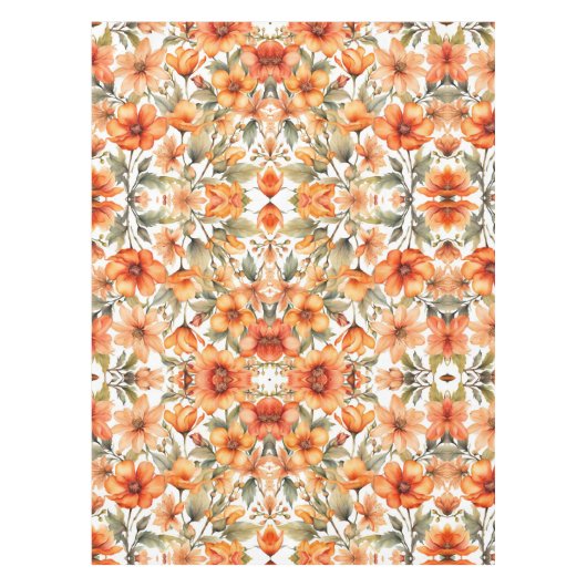 Red Wild Flowers Waterverf Kunst Tafelkleed (Voorkant)