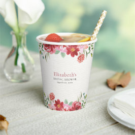 Red wildflowers Bridal Shower Papieren Bekers