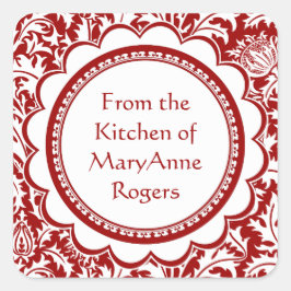 Red William Morris Canning Jar Food Labels