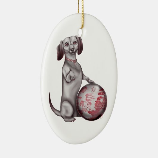Red Willow Dachshund Keramisch Ornament (Rechts)
