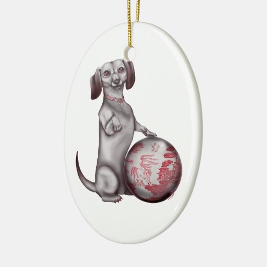 Red Willow Dachshund Keramisch Ornament (Links)