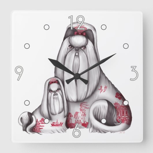Red Willow Shih Tzus Wall klok (Voorkant)