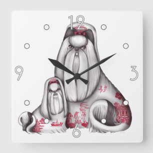 Red Willow Shih Tzus Wall klok
