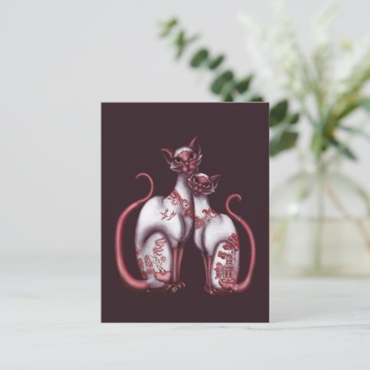 Red Willow Siamese katten Briefkaart (Staand voorkant)