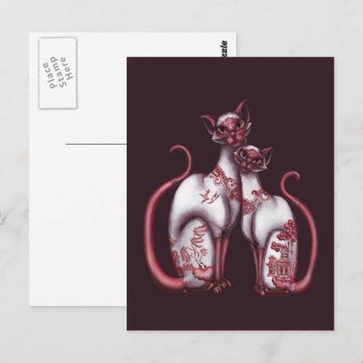 Red Willow Siamese katten Briefkaart (Voorkant / Achterkant)