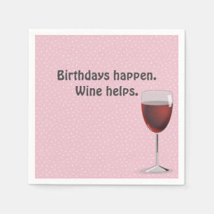 Red Wine and Polka Dots Birthday Napkins Servet