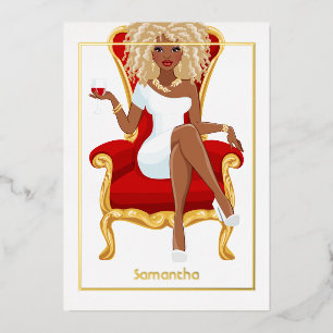 Red Wine Birthday Girl Folie Uitnodiging