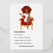 Red Wine Birthday Girl Folie Uitnodiging (Achterkant)