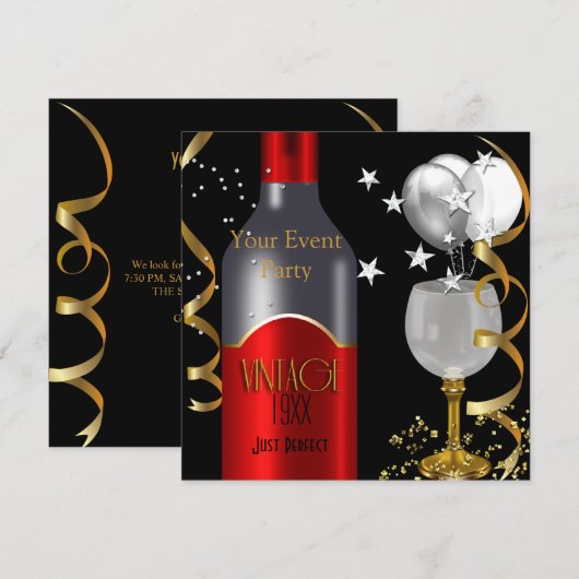  Red Wine Black Gold Silver Kaart (Voorkant / Achterkant)