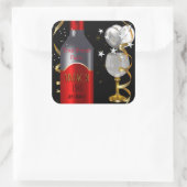  Red Wine Black Gold Silver Vierkante Sticker (Tas)