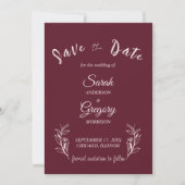Red Wine Boho Minimalist Save the Date Kaart (Voorkant)