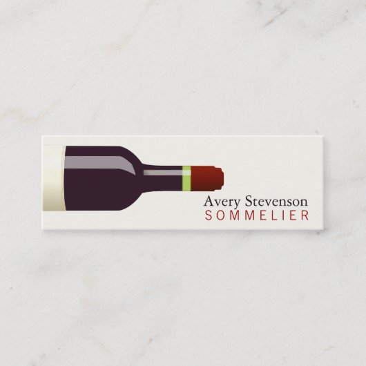 Red Wine Bottle Sommelier Mini Visitekaartje (Voorkant)
