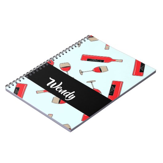 Red wine bottles and glasses pattern notitieboek (Linkerzijde)