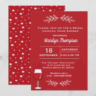 Red Wine Bridal Cocktail Shower Uitnodiging