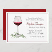 Red Wine Bridal Shower Invitation Kaart (Voorkant / Achterkant)