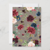 Red Wine Burgundy Floral 80th Birthday Party Kaart (Achterkant)