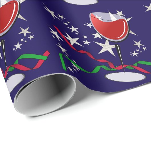 Red Wine Christmas Cadeaupapier (Rol Hoek)