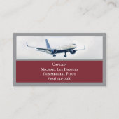 Red Wine Commercieel Vliegtuig Captain Pilot Visitekaartje (Voorkant)
