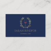 Red Wine Faux Gold Laurel Wreath Sommelier Visitekaartje (Voorkant)