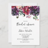Red Wine Floral Bridal Shower Invitation Kaart (Voorkant)