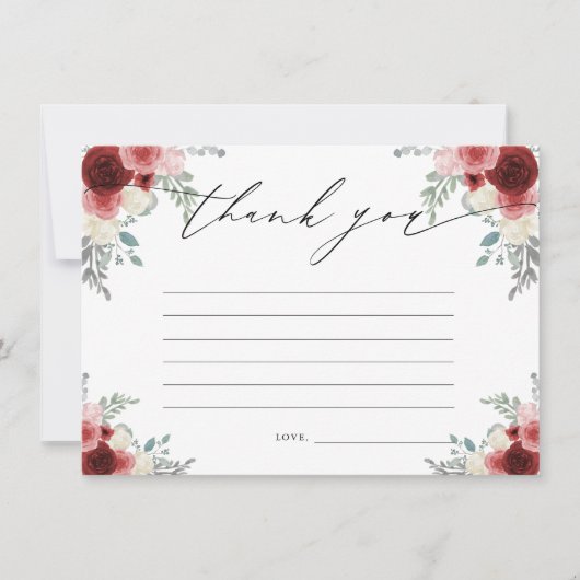 Red Wine & Floral Dank u Kaart (Voorkant)