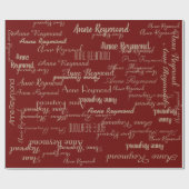 Red-wine gepersonaliseerd handgeschreven naampatro cadeaupapier (Vlak)