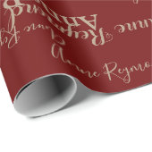 Red-wine gepersonaliseerd handgeschreven naampatro cadeaupapier (Rol Hoek)