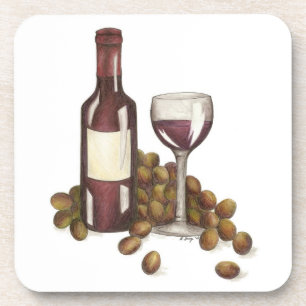 Red Wine Glass Bottle Winery Merlot Sommelier Drankjes Onderzetter