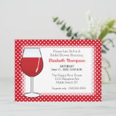 Red Wine Glass Bridal Shower Kaart (Staand voorkant)