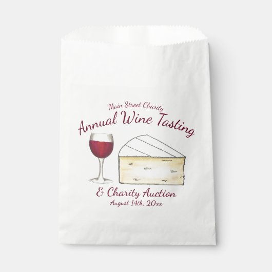 Red Wine Glass Brie Cheese Tasting Charity Event Bedankzakje (Voorkant)