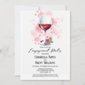 Red Wine Glass Engagement Party Kaart (Voorkant)