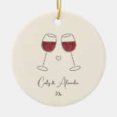 Red Wine Glass getrouwd met verloofd Jubileum Keramisch Ornament (Voorkant)