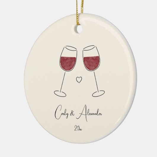 Red Wine Glass getrouwd met verloofd Jubileum Keramisch Ornament (Links)