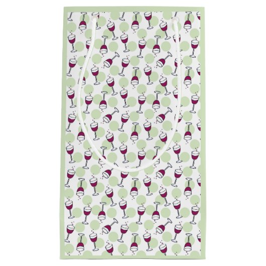 Red Wine Glass Illustrated Pattern Klein Cadeauzakje (Voorkant)