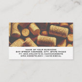 Red Wine Glass Logo | Cork Piles Background Visitekaartje (Achterkant)