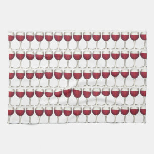 Red Wine Glass Merlot Print Pattern Glazen handdoe Theedoek